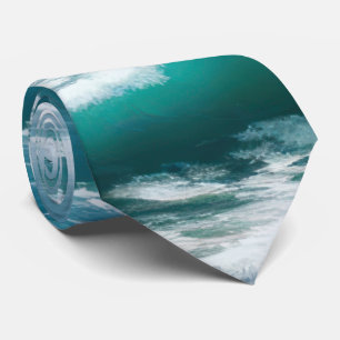 Gravata Ondas de Oceano Turquesa Colidindo