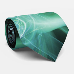 GRAVATA ONDAS FRACTAIS E SUÍNOS EM VERDE AZUL TEAL PRETO