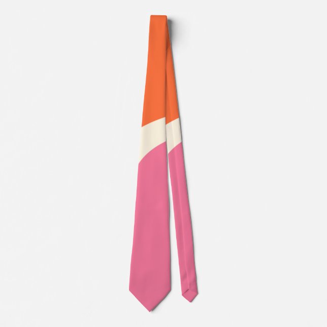 Gravata Ondas Simples 3 - Rosa, Laranja e Creme (Frente)
