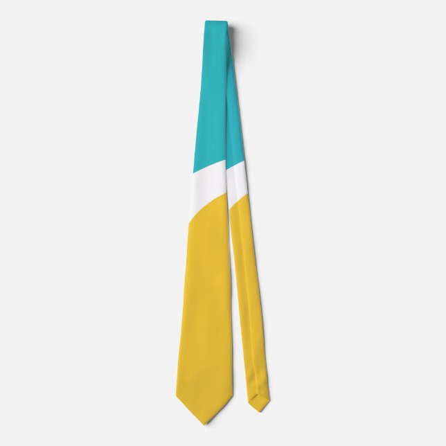 Gravata Ondas Simples 3 - Turquesa e Amarelo (Frente)