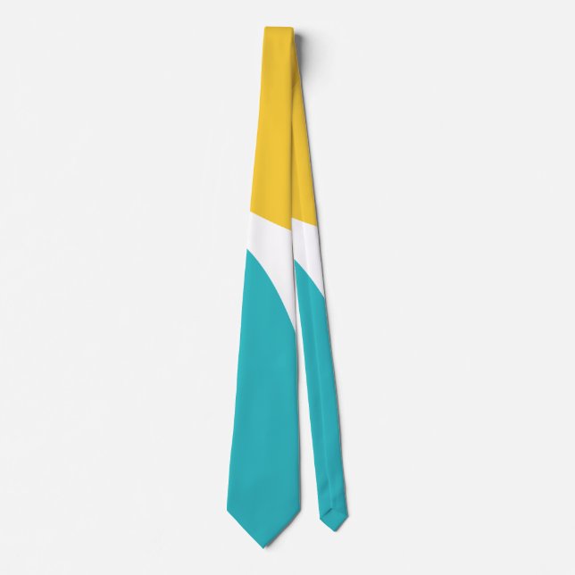 Gravata Ondas Simples 4 - Turquesa e Amarelo (Frente)