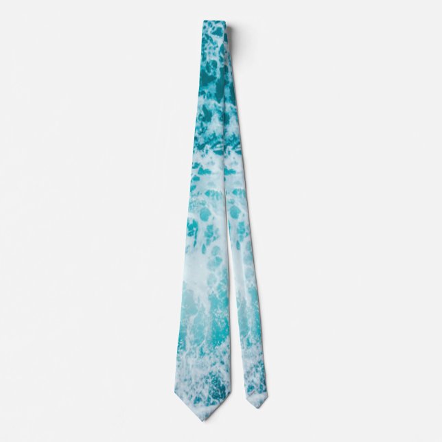 Gravata Ondas Tropicais Do Oceano Azul (Frente)