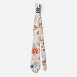 Gravata Orange Autumn Mushroom Garden Tie