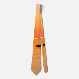 Gravata Orange Lake Sunrise Neck Tie