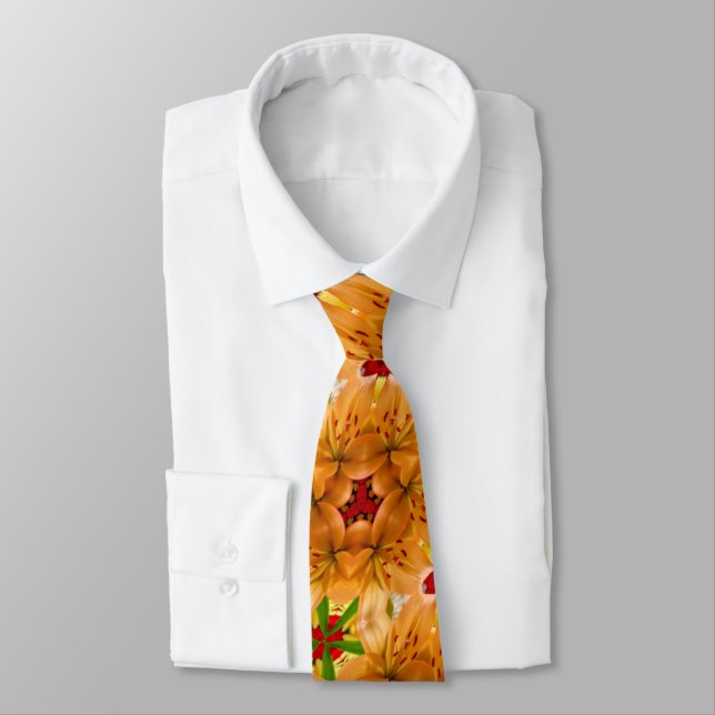 Gravata Orange Lilium Pattern (Amarrado)