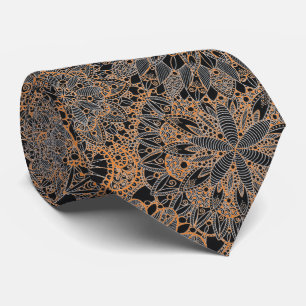 Gravata Orange Mandala Pattern Tie