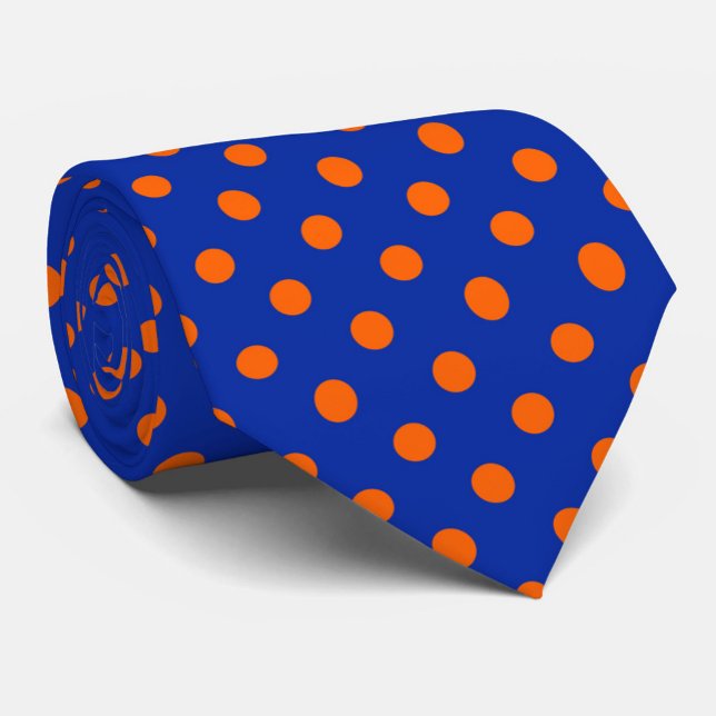 Gravata Orange On Blue Polka Dots Pattern Design  (Criador carregado)