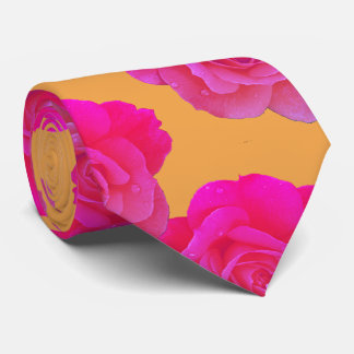 Gravata Orange Pink Floral Rose Stylish Gift Party Favor