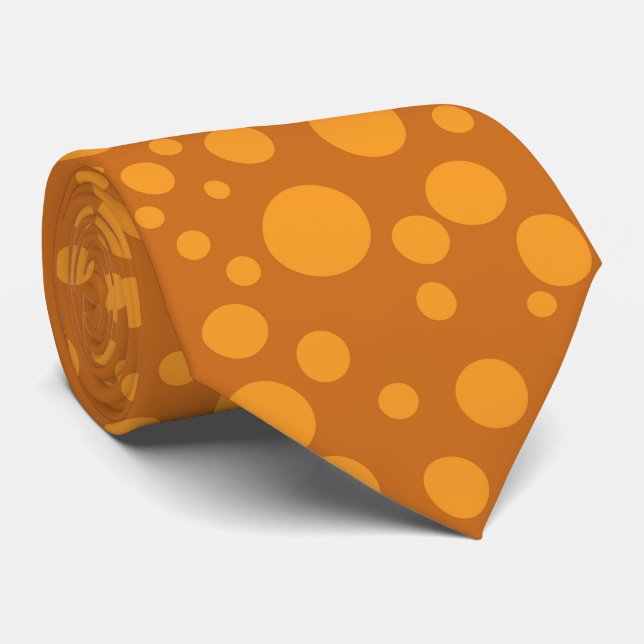 Gravata Orange Polka-Dot Necktie (Rolled)