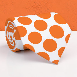 Gravata Orange Polka Dots on White Custom Necktie