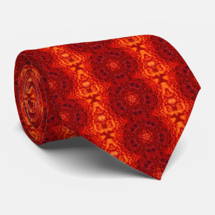 Gravata ORANGE RED DAHLIA FLOWERS Abstrato Floral