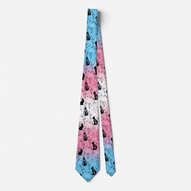 Gravata Orgulho Transgênero Gato Preto - Mística e Bruxa (Frente)