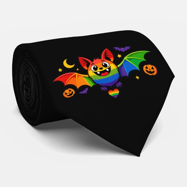 Gravata 🦇🌈 Orgulhosamente Fantástico de Presas de Morceg (Rolled)
