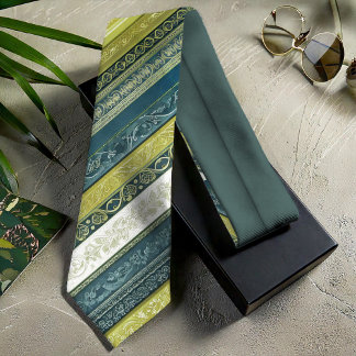 Gravata Ornamentado Barroco Stripes Verde ID1095