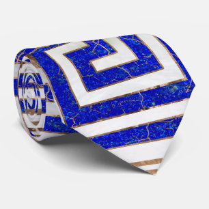 Gravata Ornamento chave grego - Lazuli e ouro de Lapis