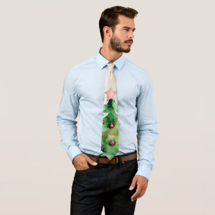 Gravata Ornamentos de Árvores de Natal Vermelhos e Verdes