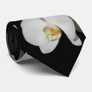 Gravata Orquídeas brancas românticas, foto floral tropical