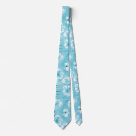 Gravata Orquídeas Brancas Tropicais de Aqua Hibiscus Flora