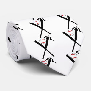 Gravata Os bastões e o boné cruzados basebol enegrecem,