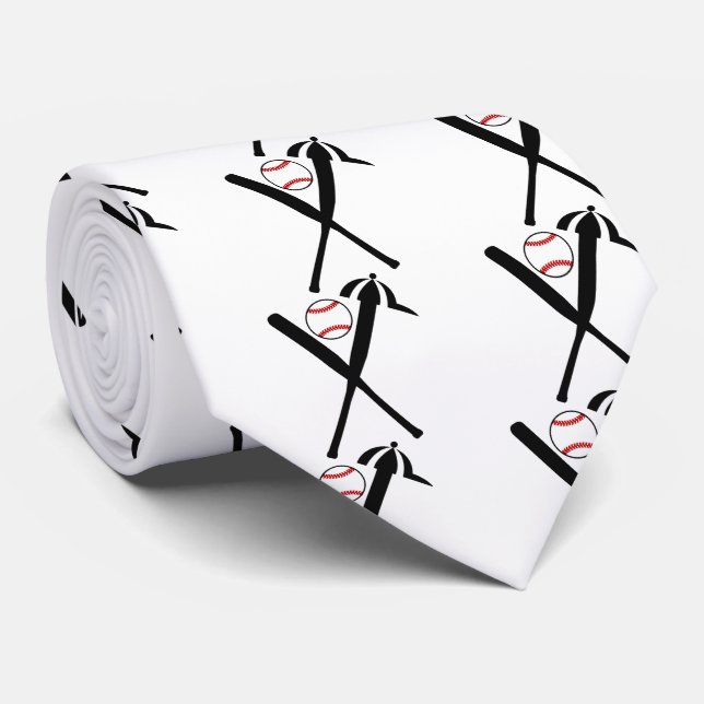 Gravata Os bastões e o boné cruzados basebol enegrecem, (Rolled)