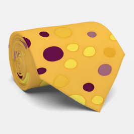 Gravata Ouro abstrato Amarelo e Bolinhas Roxo de ameixa