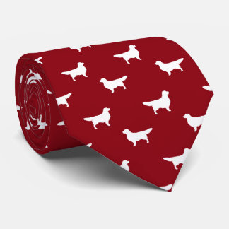 Gravata Ouro Branco Retriever Silhouettes Padrão Vermelho
