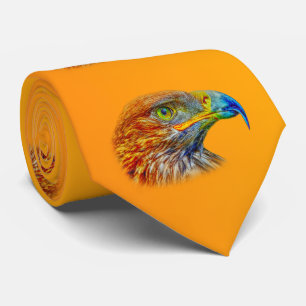 Gravata Ouro De Águia Hawk Pássaro De Pé