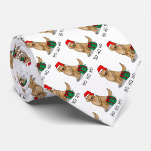 Gravata Ouro de Natal Papai Noel Cachorro de Retriever