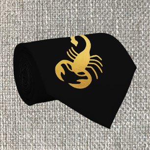 Gravata Ouro Elegante - Escorpião Negro Zodiac