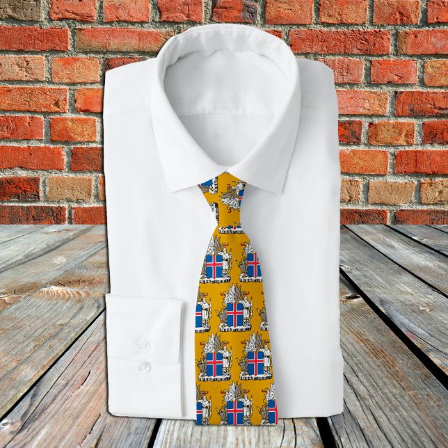 Gravata Ouro Islândia Emblem fashion Tie, Bandeira Islande (Criador carregado)