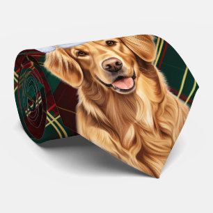 Gravata Ouro Retriever Green Red Holidy Xadrez Natal