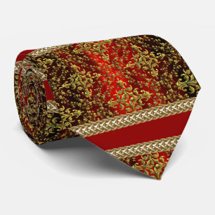 Gravata Ouro vermelho do damasco, o laço Dourado do noivo