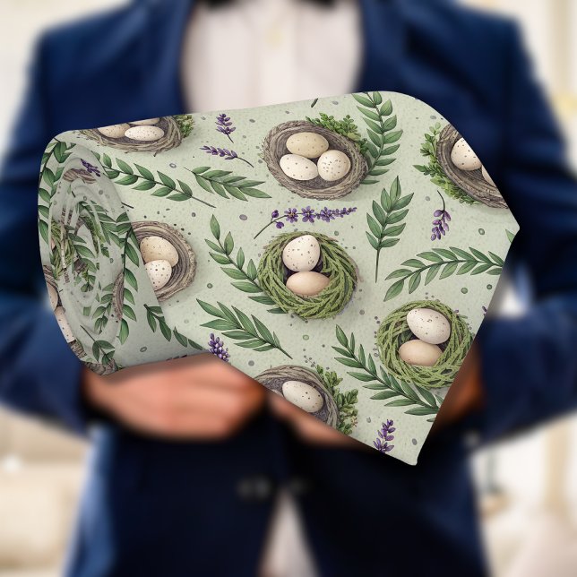 Gravata Ovos de Páscoa Simples em Verde Sage com Ninho de  (Criador carregado)