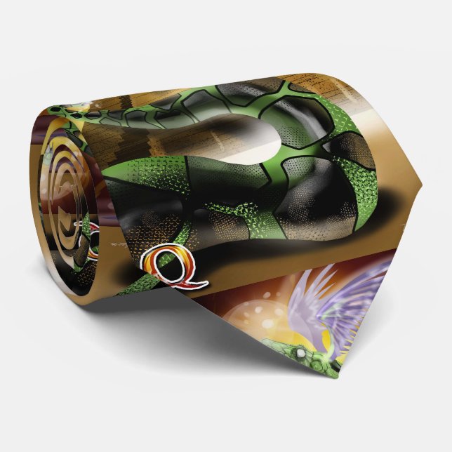 Gravata P é para Phoenix: Q é para Quetzalcoatl Tie (Rolled)