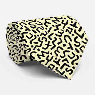 Gravata Padrão Abstrato 170822 - Preto sobre Amarelo Claro