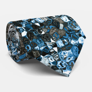 Gravata Padrão Abstrato Azul e Marrom