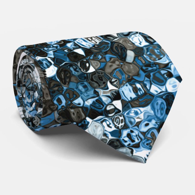 Gravata Padrão Abstrato Azul e Marrom (Rolled)