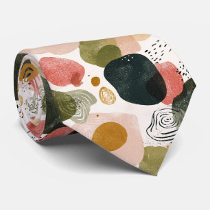 Gravata Padrão Abstrato Boho Orgânico em Tom Suave Terroso