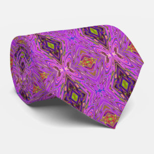 Gravata Padrão Abstrato Cor-de-Rosa e Roxo Alucinante