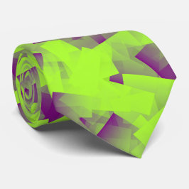 Gravata Padrão Abstrato Cubismo Verde Roxo