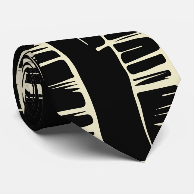 Gravata Padrão abstrato preto e branco elegante (Rolled)