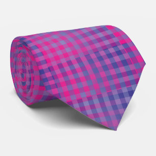 Gravata Padrão Abstrato Xadrez Rosa Roxo