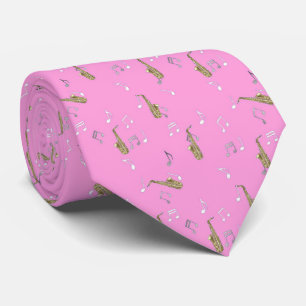 Gravata Padrão Alto Saxofone a rosa