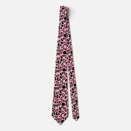 Gravata Padrão Animal de Leopardo Rosa Moderno