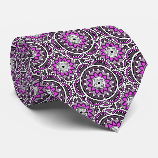 Gravata Padrão antigo islâmico roxo mandala (Rolled)