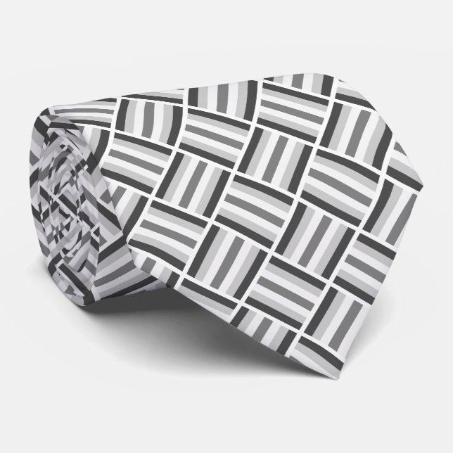 Gravata Padrão ao quadrado - Preto e Branco (Rolled)