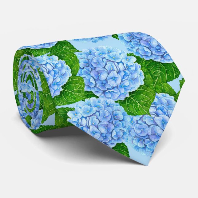 Gravata Padrão aquoso de hydrangea azul (Rolled)