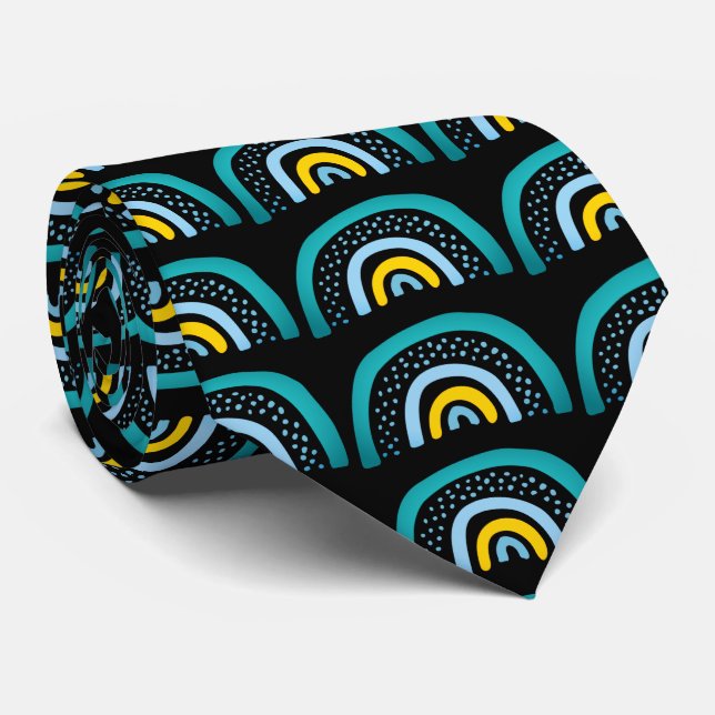 Gravata Padrão Arco-Íris Boho Watercolor (Rolled)