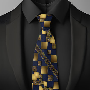Gravata Padrão Argyle Inclinado Ouro sobre Safira