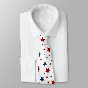 Gravata Padrão Azul Branco Patriótico Estrelas